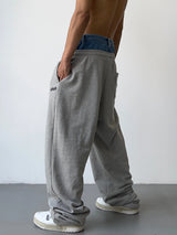 hip hop straight pants spliced button jean elastic waist pants loose trousers unisex casual drewstring sportwear pants joggers unique joggers style 158