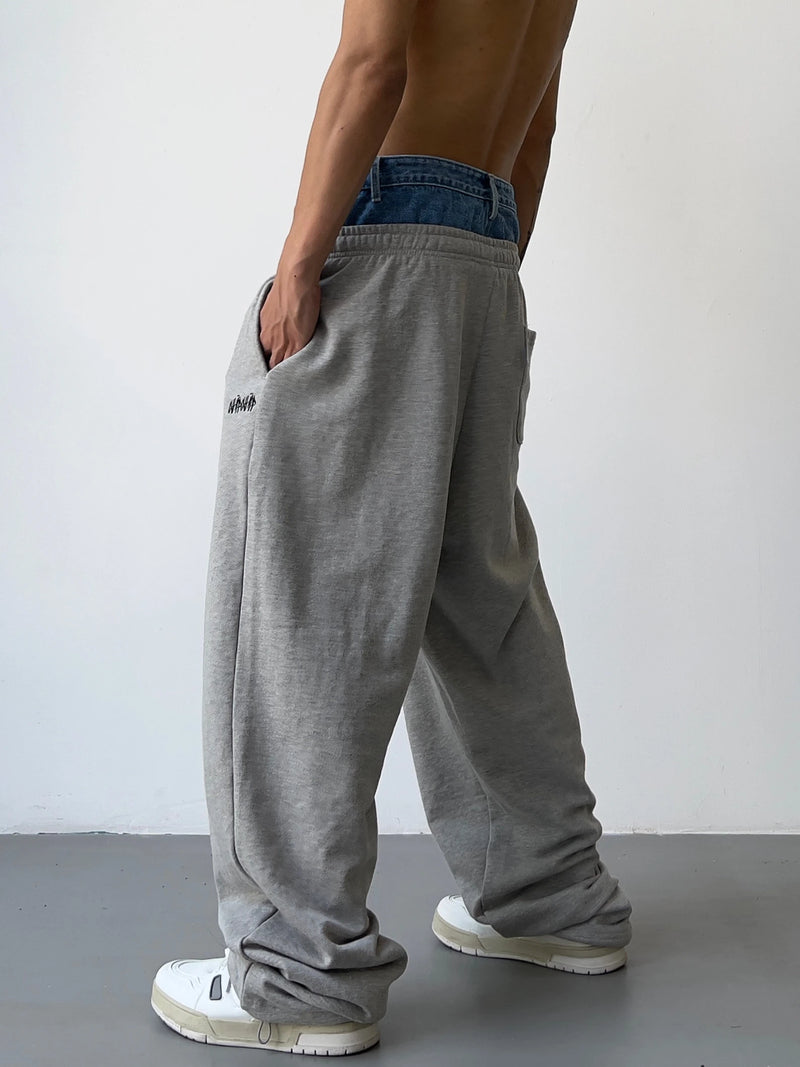 hip hop straight pants spliced button jean elastic waist pants loose trousers unisex casual drewstring sportwear pants joggers unique joggers style 158