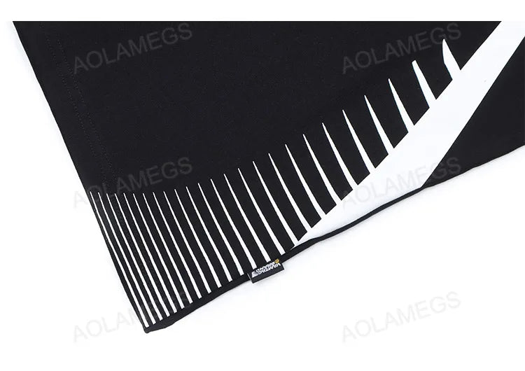 Vaporwave Tribal flame – Streetwear Men Oversized Tshirts Black White Splicing Graphi