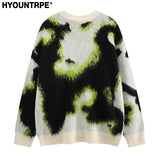 y2k contrast color knitted sweater unisex harajuku sweater casual warm o neck pullover streetwear loose sweaters jumper knitwear - trendy hip hop fashion hoodie, urban fashion pullover, soft fleece-lined outerwear