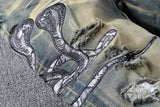 high 2023 brand new classical luxurious embroidered chemist cobra snake jeans cotton denim pants comfort casual jeans 28 40 73 unique jeans style 2782