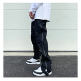 american street wear machine oversized joggers pants rubber side zipper nylon casual pants harajuku mens black track pants unique joggers style 3806