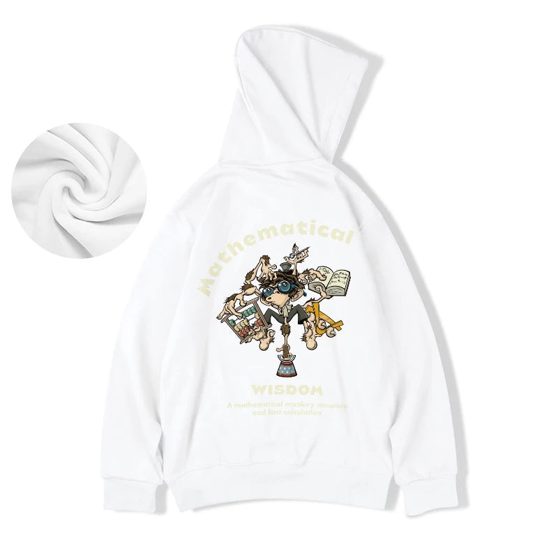 Autumn Men Funny Wisdom Monkey Graphic Print Hooded