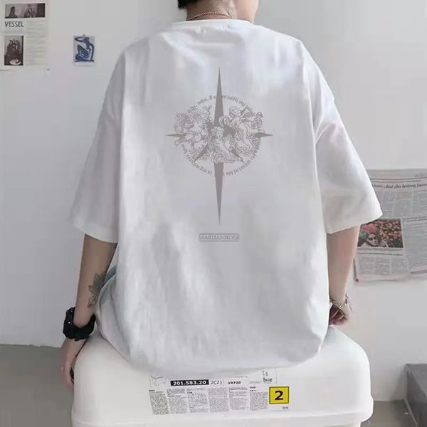 Anime Vintage print – Korean Creative Design Fashion Printed Short Sleeved T Shirt