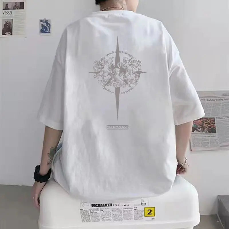 Anime Vintage print – Korean Creative Design Fashion Printed Short Sleeved T Shirt