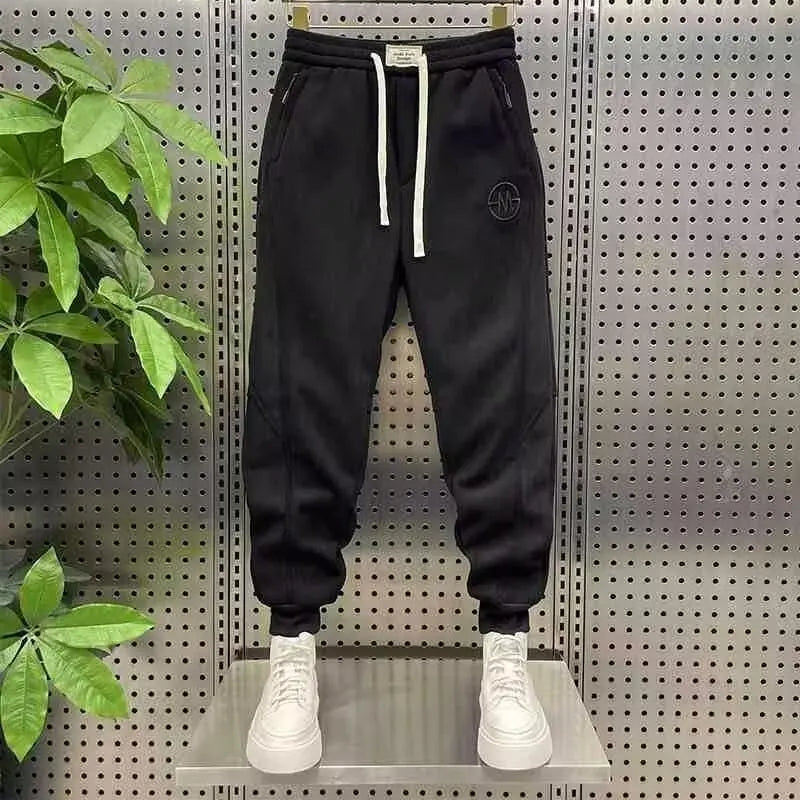 elastic waist casual pants mens fashion fleece thick baggy tapered cuffs joggers trousers baggy sweatpants gym jogger trousers casual joggers