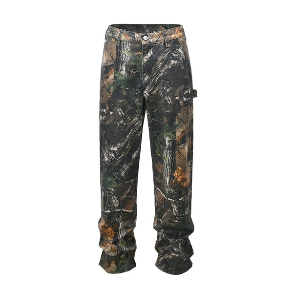 y2k streetwear vintage pantalones hombre trees camouflage jeans cargos for men patchwork straight baggy casual denim trousers multi-pocket cargos