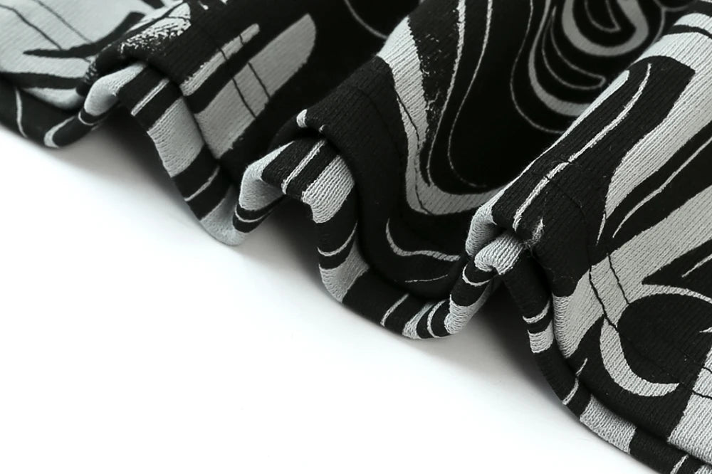 streetwear west coast full print floral over knee shorts for men summer patchwork wide leg baggy five points pants oversized unique shorts style 3620