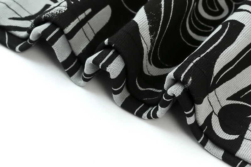 streetwear west coast full print floral over knee shorts for men summer patchwork wide leg baggy five points pants oversized unique shorts style 3620