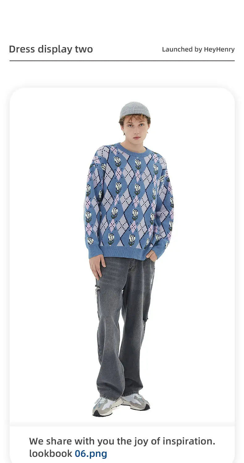 oversized flame jumper with bold print, ideal for photo-ready Y2K streetwear layering, street fashion menswear trend for seas