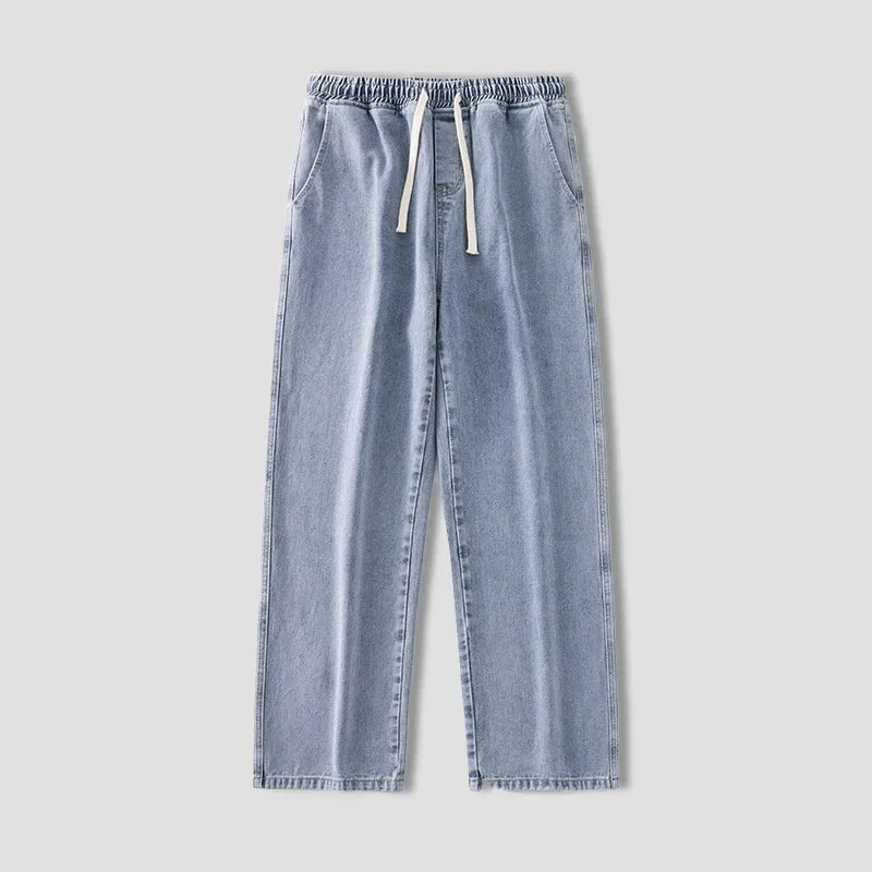 autumn korean fashion drawstring y2k jeans homme classic baggy straight wide leg pants 2025 new hip hop streetwear casual jean vintage washed jeans