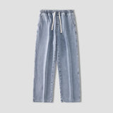 autumn korean fashion drawstring y2k jeans homme classic baggy straight wide leg pants 2025 new hip hop streetwear casual jean vintage washed jeans