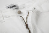 high street white knee pleated vertical stripe elastic fit skinny jeans male casual small leg jeans pants slim mens clothing unique jeans style 3677