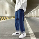 autumn korean fashion drawstring y2k jeans homme classic baggy straight wide leg pants 2025 new hip hop streetwear casual jean unique jeans style 700
