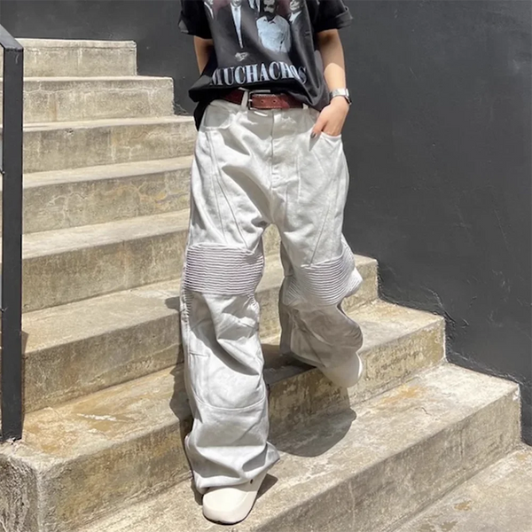 dirty dyed patchwork wide leg baggy jeans for men and women straight y2k ropa hombre denim trousers oversized casual cargo pants multi-pocket cargos