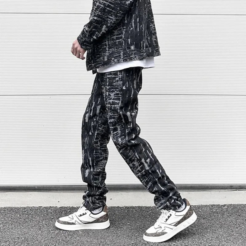 harajuku irregular scratched ripped holes denim jeans men zipper jeans hip hop streetwear new casual slim fit joggers jean pants relaxed fit joggers