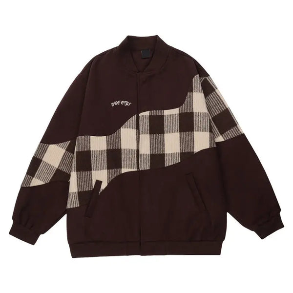 American Retro Jacket Mens Autumn Hong Kong Style Design Color Blocked
