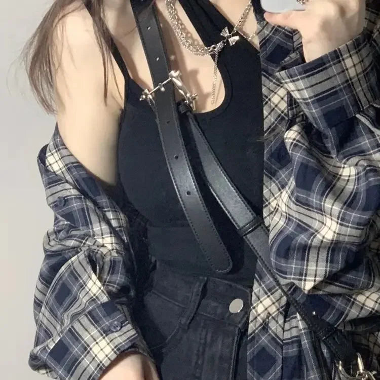 Power Wear Plaid Shirts Women Idle Sle Retro Cardigan Shirt Outerwear Long sleeve Top Spring and Autumn
