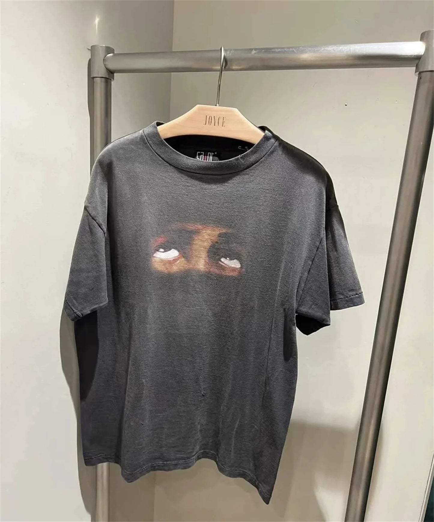 Summer Retro VINTAGE Eye Pattern Printed High-Street Wear Casual Loose Quality T-Shirt Tops For Men