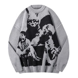 hip hop punk knitted oversized sweater mens autumn winter o neck long sleeve pullover streetwear unisex loose sweaters clothing - unisex casual winter pullover, trendy hip hop fashion hoodie, vintage look oversized hoodie