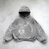 Harajuku Hoodie Skull Y2K Tops Oversized Sweatshirt Goddess Print Hood