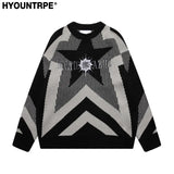 stars knitted sweater unisex harajuku letter embroidery sweater casual pink color pullover streetwear sweaters jumpers knitwear unique limited edition hoodie, aesthetic street look hoodie, trendy hip hop style outerwear