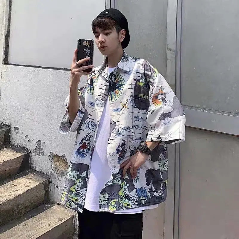 2023 Summer New Light Luxury Fashion Shirt Men Loose Casual Short-sleeved Shirt All-match Boutique Clothing Simple Style
