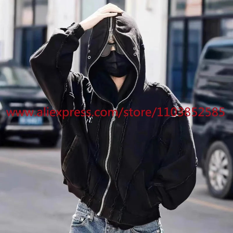 2024 Autumn Winter Vintage Heavy Weight Washed Hooded Long Sleeved Swe