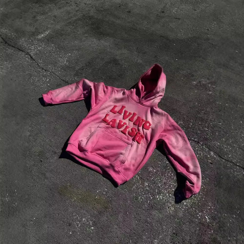 Y2k Winter Long Sleeved Hoodie Sweatshirt Oversized Winter Clothes Streetwear Y2k Vintage Punk Graffiti Print Top School Ootd