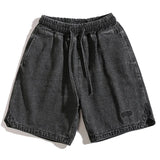 summer distressed denim shorts basic casual streetwear short jeans embroidery baggy hip hop fashion y2k blue bermuda shorts unique jeans style 3446