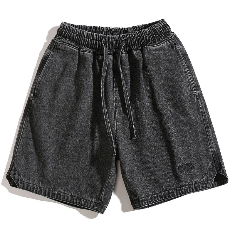 summer distressed denim shorts basic casual streetwear short jeans embroidery baggy hip hop fashion y2k blue bermuda shorts unique jeans style 3446