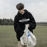 American Retro Casual Hoodies For Men Letter Printed Loose Fit Hooded