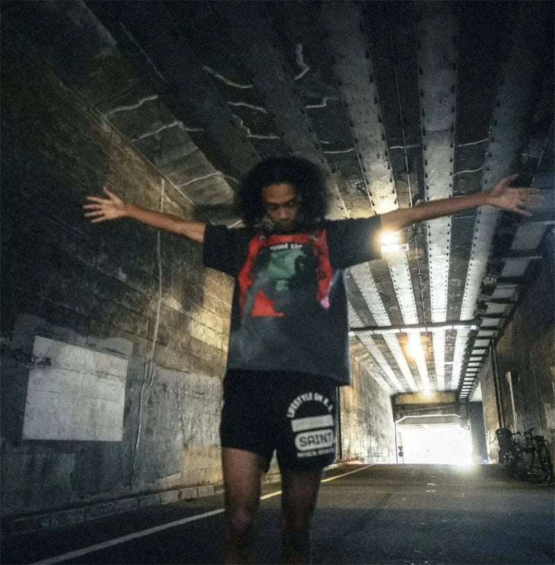 anime graphic tee featuring new summer 24ss vintage retro portrait printing high street cotton casual loose tops t shirt pullover