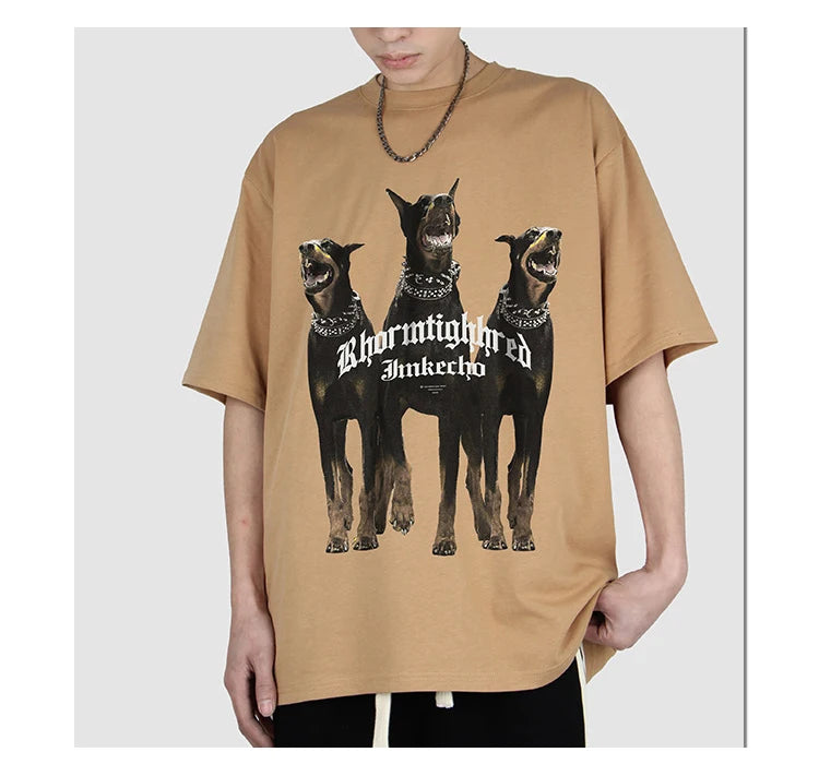 Sadcore Oversized shirt – Harajuku T Shirt Mens 2023 Summer Dog Letter Printed Vintage