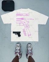 Cyberpunk Vintage t-shirt – Fashionable Gothic Letter Print Pattern Oversized T Shirt Me