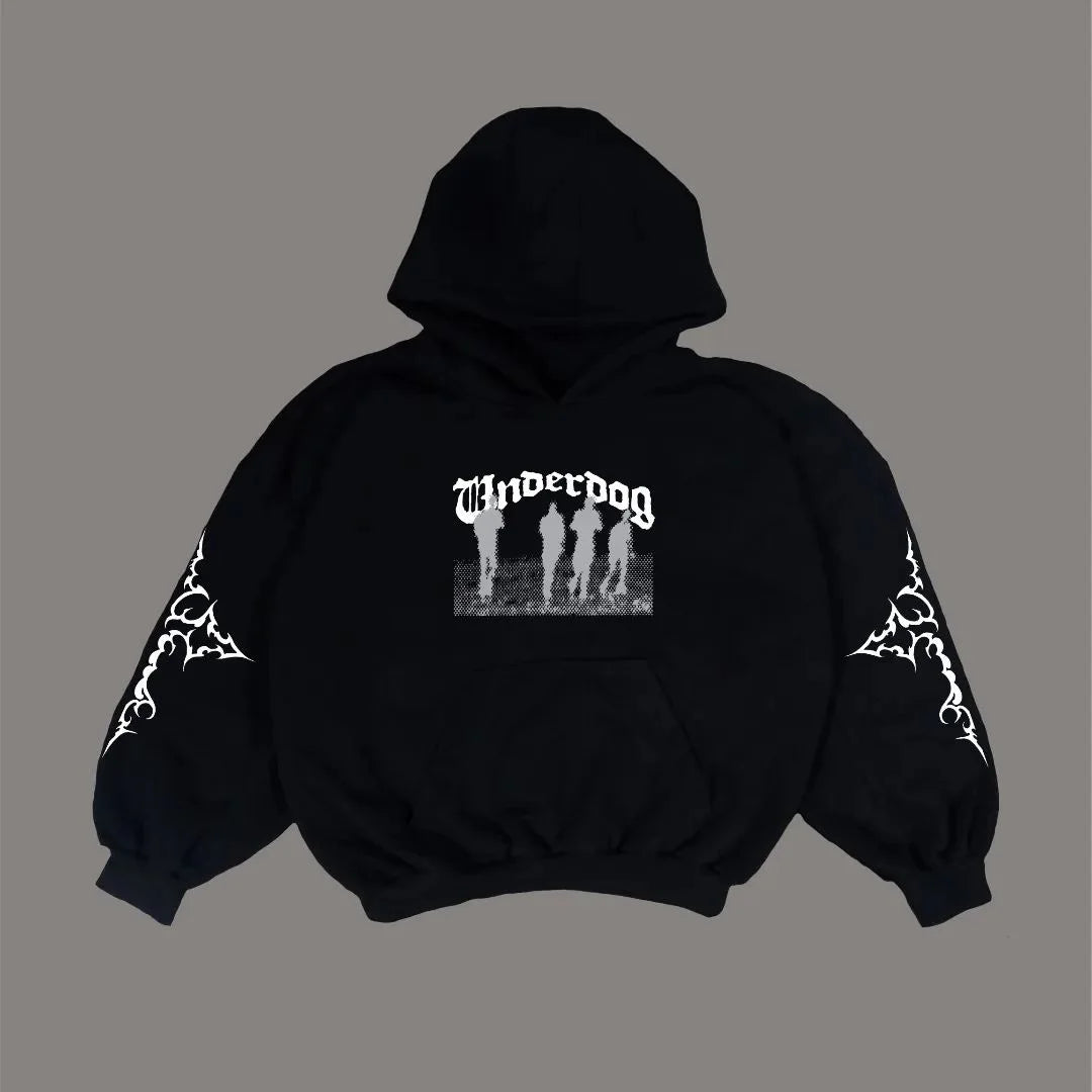Underground skatercore hoodie with punk rock elements