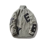 Street Lamb Wool Jacket Mens 2024 Winter Stand Collar Letter Patchwork College Parkas Fleece Warm New Thickening Couple Coats