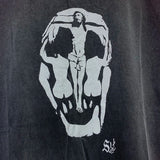 Skatercore Top – Saint T Shirt Men Woman 2024Ss High Quality Wash Black Skull – Urban Streetwear for Men & Women