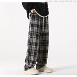 new mens y2k plaid casual baggy trousers autumn korean fashion straight woolen pants y2k vintage streetwear pantalones hombre unique default style 410