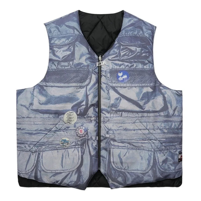 hip hop loose jacket vest unisex casual cotton padded vests mens harajuku streetwear printed sleveless warm reversible coat b - variant style 1df33c for streetwear fashion