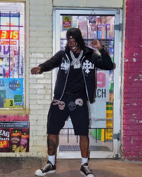 Street Trendy Brand Fashion Letter Printed Zipper Hoodie Men Y2K Goth