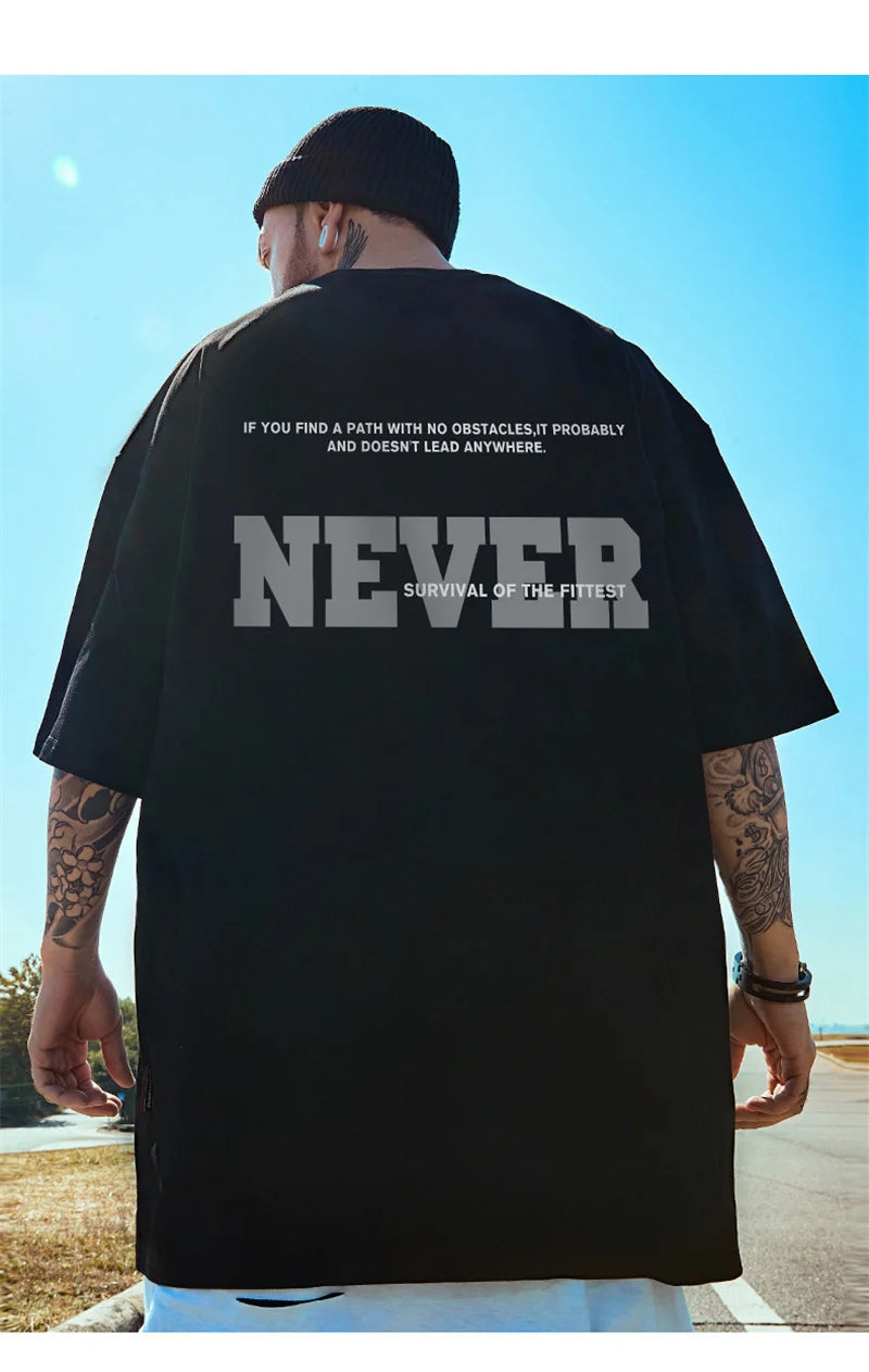 Gothic Aesthetic drop – High Street Letter Never Printed Male T Shirt Summer Cotton