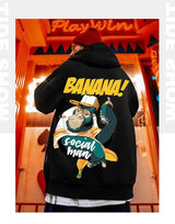 Cartoon Gorilla Banana Graphic Men's Hoodies Autumn Oversized Hip Hop Fashion Hooded Sweatshirt