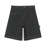 y2k streetwear multi pockets embroidery washed summer jeans shorts for men wide leg baggy casual denim over knee length pants vintage washed jeans