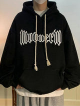 Autumn Vintage Gothic Letter Foam Printed Hooded Sweatshirts Hombre