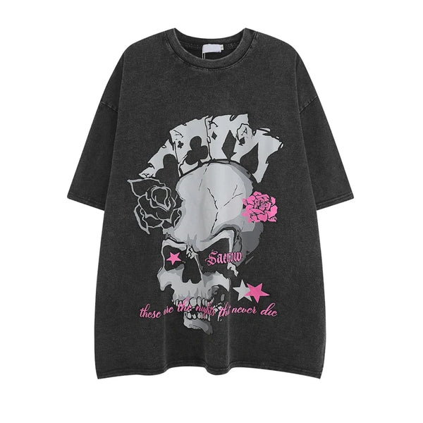 Vaporwave Streetwear – 2023 Streetwear T Shirt Skull Skeleton Graphic Hip Hop Overs – Urban Streetwear for Men & Women