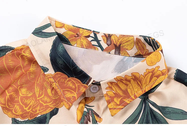 Retro Hawaiian Beach Summer Tops Casual Loose Streetwear Fashion Short Sleeve Shirt