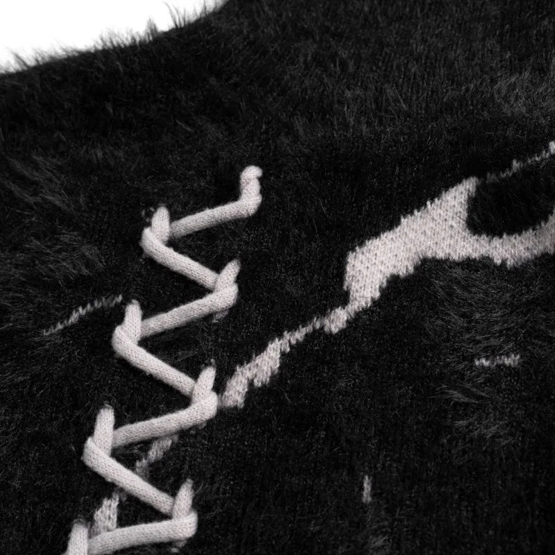 mens sweater fashion cross lines harajuku streetwear hip hop warm hairy knitted high neck sweaters unisex knit sweater jumpers - oversized streetwear hoodie, unisex casual winter pullover, graphic printed hoodie for men and women