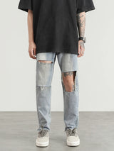 destroied big holes ripped denim jeans mens distressed biker jeans fashion high street slim straight pants streetwear joggers relaxed fit joggers