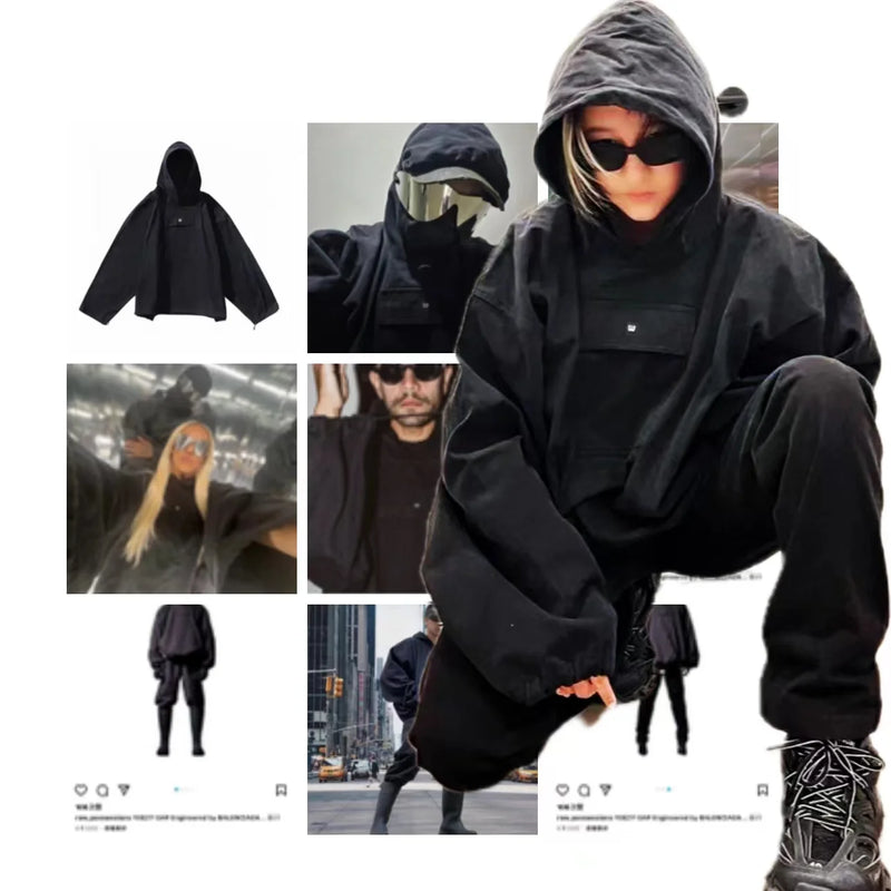 casual layering jacket featuring frog drift streetwear kanye west yzy oversize loose pizex windbreaker drawstring jacket coat for men design – premium quality jacket for men